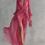 Mosi | Elegant Chiffon V-Neck Tie-Waist Long Dress