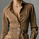 Bethany | Mid-Length Suede Dress