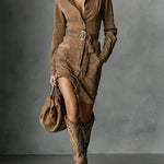 Bethany | Mid-Length Suede Dress