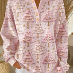 Amelia | Christmas Tree Knitted Button-Up Top