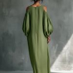 Anika | Green Off-Shoulder Puff Sleeve Maxi Dress