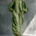 Vickie | Green Off-Shoulder Puff Sleeve Maxi Dress