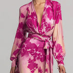Julia | Rose Floral V-Neck Belted Maxi Dress