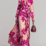 Julia | Rose Floral V-Neck Belted Maxi Dress