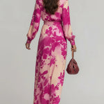 Julia | Rose Floral V-Neck Belted Maxi Dress