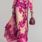 Julissa | Rose Floral V-Neck Belted Maxi Dress