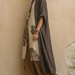 Sophie | Dark Gray & Brown Tribal Print Three-Piece Set