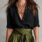 Grace | Black Top & Olive Midi Skirt Set