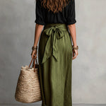 Grace | Black Top & Olive Midi Skirt Set