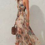 Laurie | Soft Floral Halter Maxi Dress