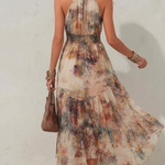 Laurie | Soft Floral Halter Maxi Dress