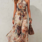 Laurie | Soft Floral Halter Maxi Dress