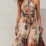 Laurie | Soft Floral Halter Maxi Dress