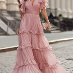 Zoe | Light Pink Elegant Wedding Maxi Dress