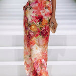 Fae | Red Chiffon Floral Sleeveless Maxi Dress