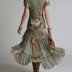 Nina | Vintage Floral Ruffle Dress