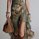 Nina | Vintage Floral Ruffle Dress