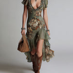 Nina | Vintage Floral Ruffle Dress