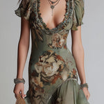 Nina | Vintage Floral Ruffle Dress