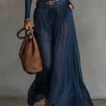 Lore | Navy One-shoulder Top And Skirt Two-piece Set (+ Free Belt)