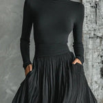 Paula | Turtleneck T-shirt Pleated Skirt Set