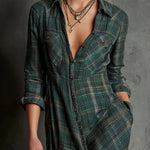 Patricia | Long plaid shirt dress