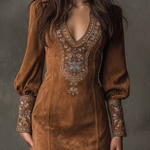 Dora | Short Dress with Suede Effect