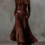 Michelle |Vintage Suede Maxi Dress (With Belt)