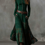 Michelle |Vintage Suede Maxi Dress (With Belt)