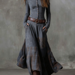 Michelle |Vintage Suede Maxi Dress (With Belt)