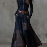 Michelle |Vintage Suede Maxi Dress (With Belt)