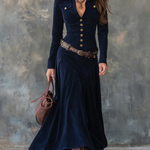Kimberly | Suede Maxi Dress(With belt)