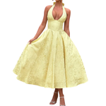 VENETIA™ – Jacquard Halter Backless Evening Dress
