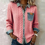 Ashley | Patchwork Knit Top with Denim Details