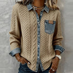 Ashley | Patchwork Knit Top with Denim Details
