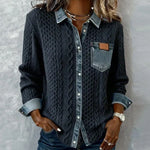 Ashley | Patchwork Knit Top with Denim Details
