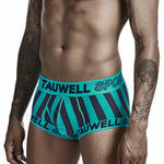 Mens Striped Support Pouch Boxer Briefs With Fly