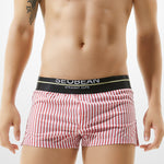 Mens 100% Cotton Striped Loose Home Boxer Shorts