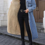 FLORA™ -  Elegant Women's Long Denim Jacket with Fleece Lining Single-Breasted