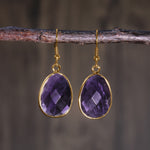 Sculpted Stone Gold Earrings