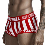 Mens Striped Support Pouch Boxer Briefs With Fly