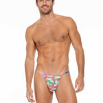 4 Pack Men's Low Rise Fashion Mesh Rainbow Camo Print Thongs