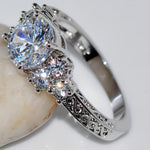 Vintage Filigree Three Stone Ring