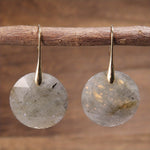 Faceted Round Moonstone Gold Earrings