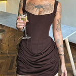 CRISELDA™ - Sexy Fishbone Bodycon Ruched Mini Corset Party Dress