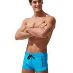 Men's Zippered Pocket Design Moisture-Wicking Swim Shorts & Trunks