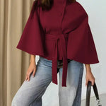 THELMA™ - Women’s Front Buckle Belted Wool Cape Coat for Fall & Winter