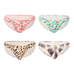 4 Pack Men's Low Rise Print U-Pouch Moisture Wicking Bikinis