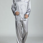 Men's Print Sleepwear Silk Satin Pajamas Set