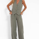 Cristina | Buttoned Vest and Wide-Leg Pants Set